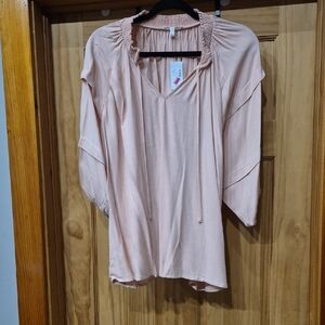 Maurices Peach Smocked-Neck Peasant Tunic